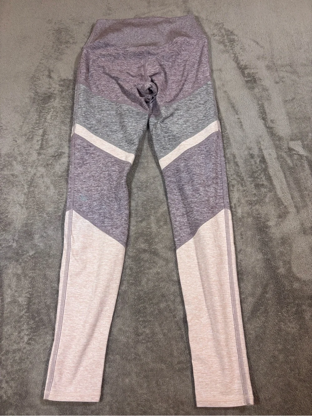 ALO Yoga Colorblock High-Waist Athletic Leggings Pink Purple Gray Womens Small